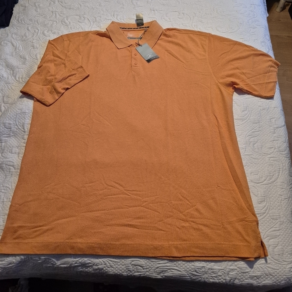 Cutter & Buck men's size 4XT Dry Tec bright Orange polo shirt, NEW